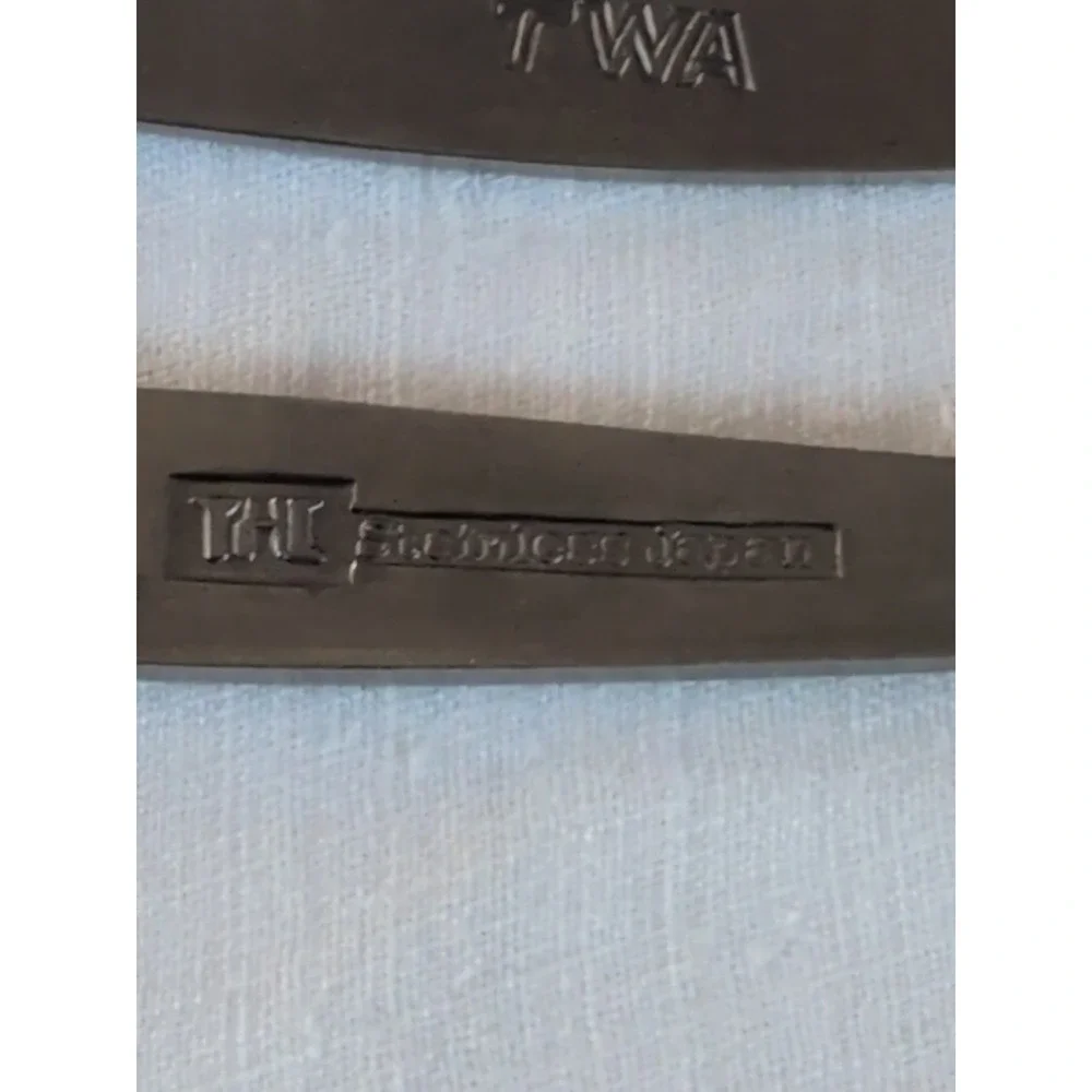 Vtg 1960's TWA 1st Class Silverware 2 Spoons IAG & THC Japan Flight Souvenir‎